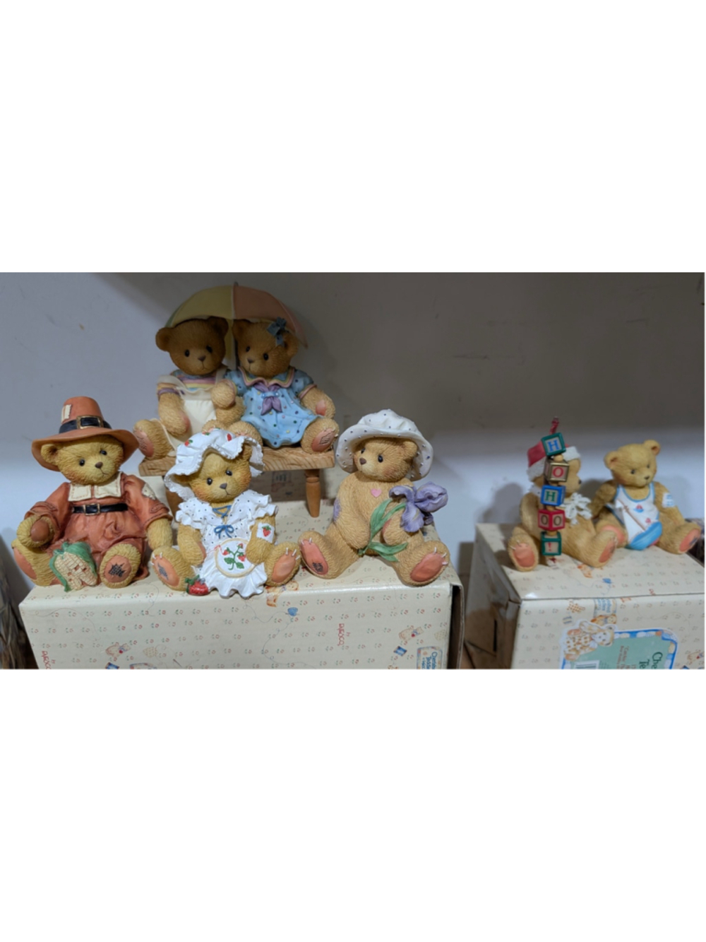 Lot of Cherished Teddies Collectible Figurines Various Sizes Beige Multicolor